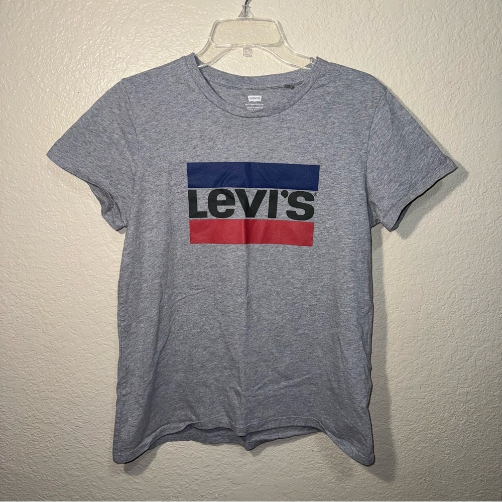 Levi’s Gray T Shirt Women’s L Short Sleeve Casual Logo Tee Classic Cotton